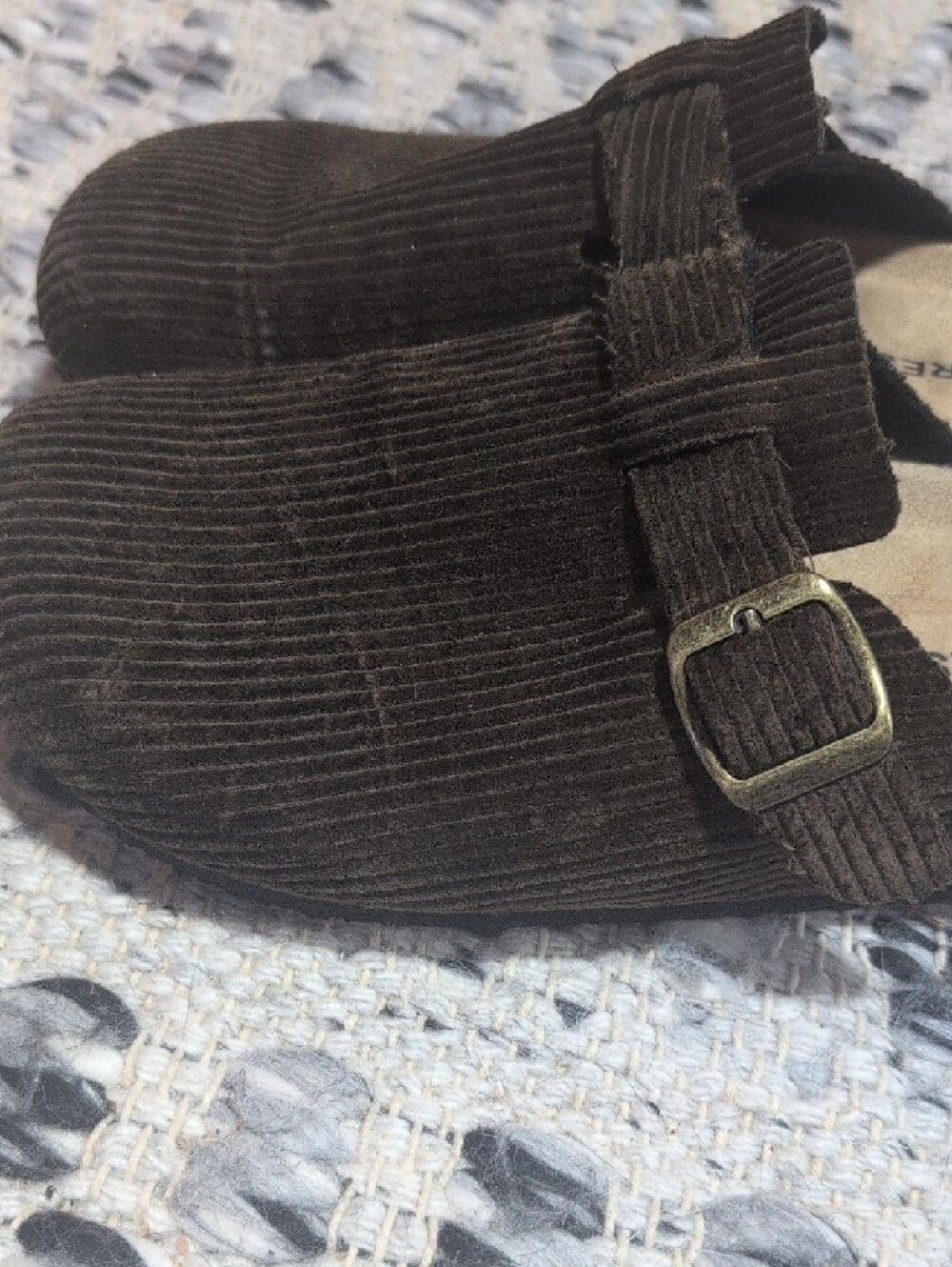 Joe Fresh Dark Brown Corduroy Slip-On Clogs with Buckle - Picture 5 of 7